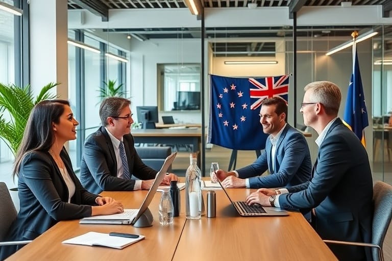 New Zealand recruitment services — Kiwi and Australian professionals collaborating