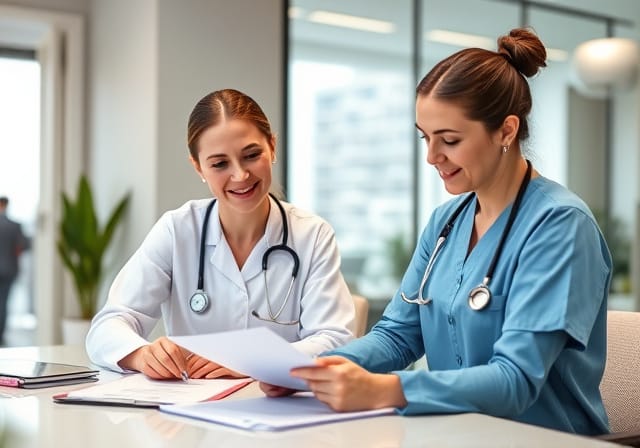 Healthcare migration agents reviewing visa applications for international clinicians