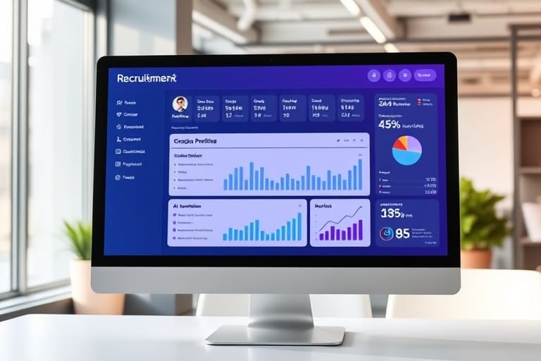 Digital recruitment technology dashboard showing candidate sourcing analytics