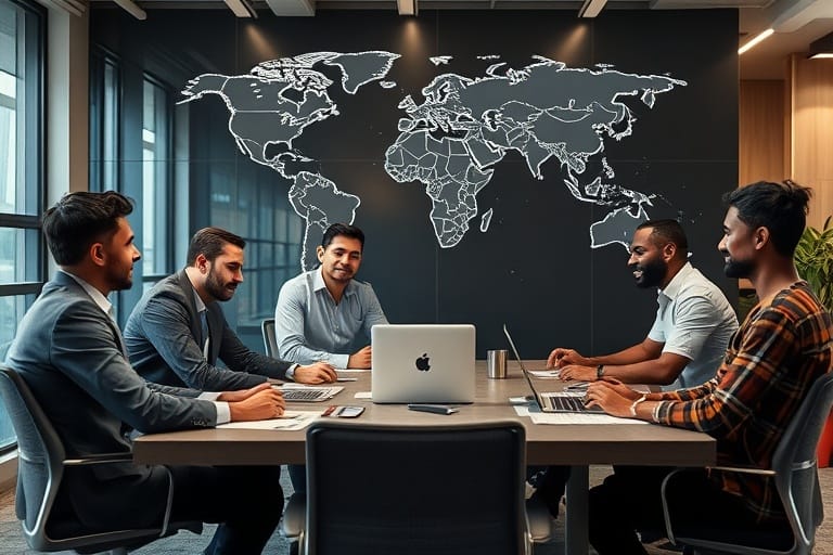International recruitment team meeting with skilled workers