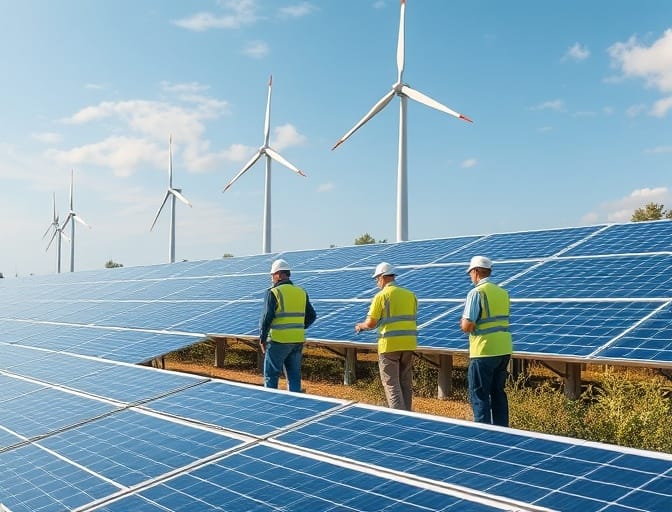 Energy sector professionals working on solar and wind projects