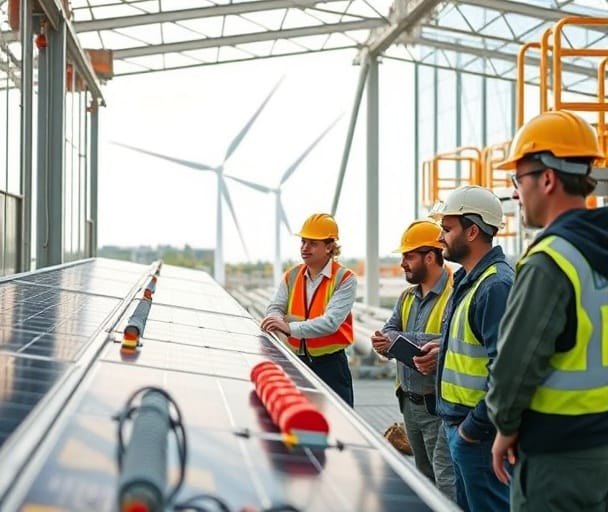 Energy sector professionals and engineers working on renewable energy projects